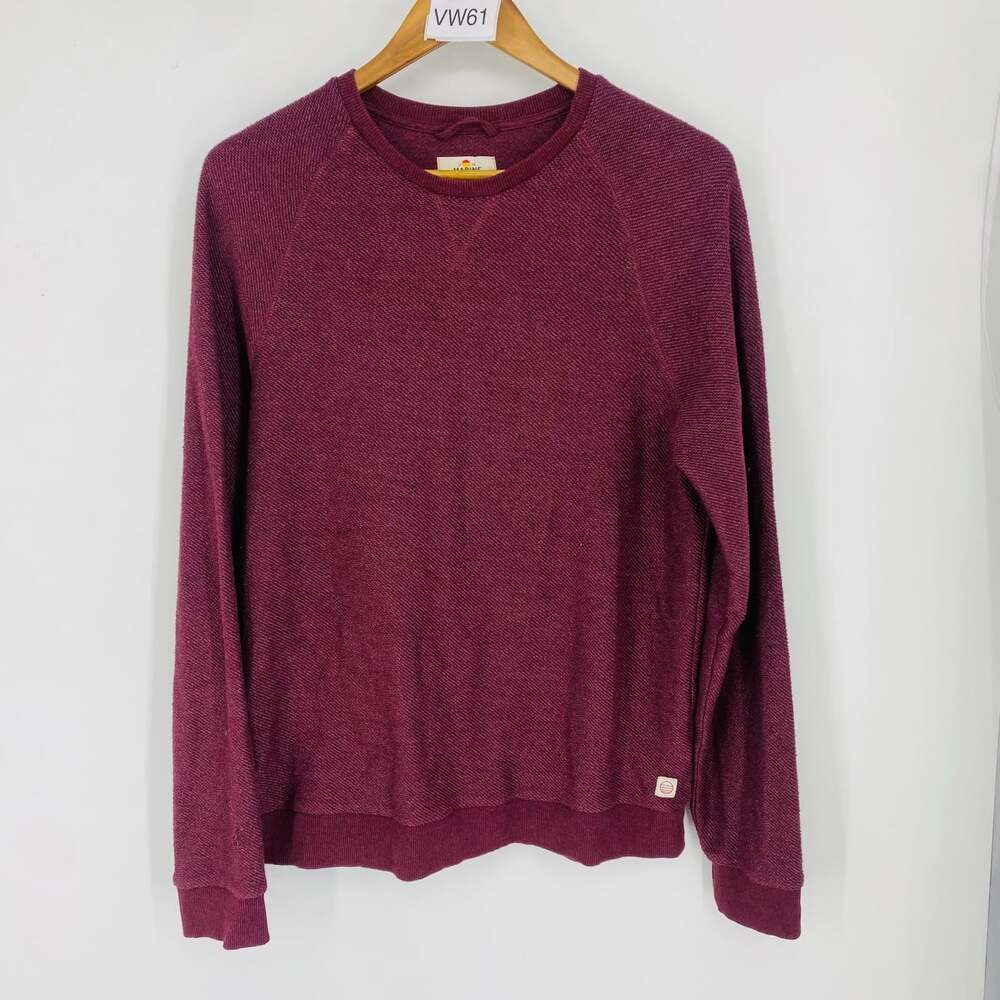 Marine Layer Men's Crewneck Sweatshirt M Burgundy Reverse Knit Style 16599 Fall
